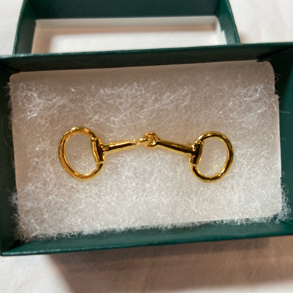 Stock Tie Pin Gold Tone Snaffle Bit Style
